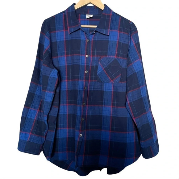 Tops - D/C Jean  Blue Red Plaid Long Sleeve Shirt Sz 1X